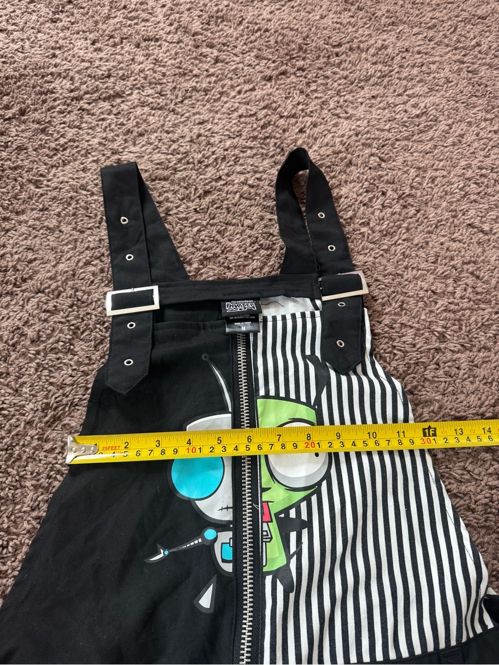 Nickelodeon Invader Zim HOT TOPIC Shortalls Overall Romper Y2K Zip Size M - Picture 8 of 11